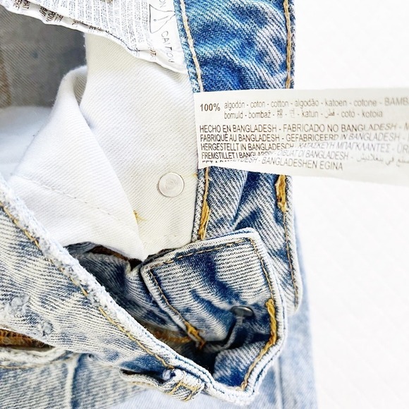 Zara Vintage Wash Ripped Knee Straight Leg Denim Jeans SZ4 - Picture 5 of 9